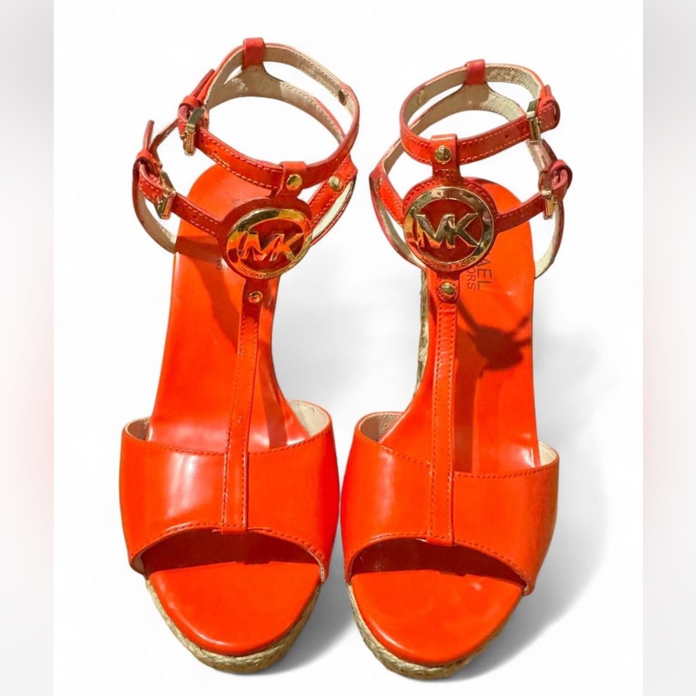 Vintage Michael Kors Vibrant Red Wedge Sandals - Picture 2 of 7